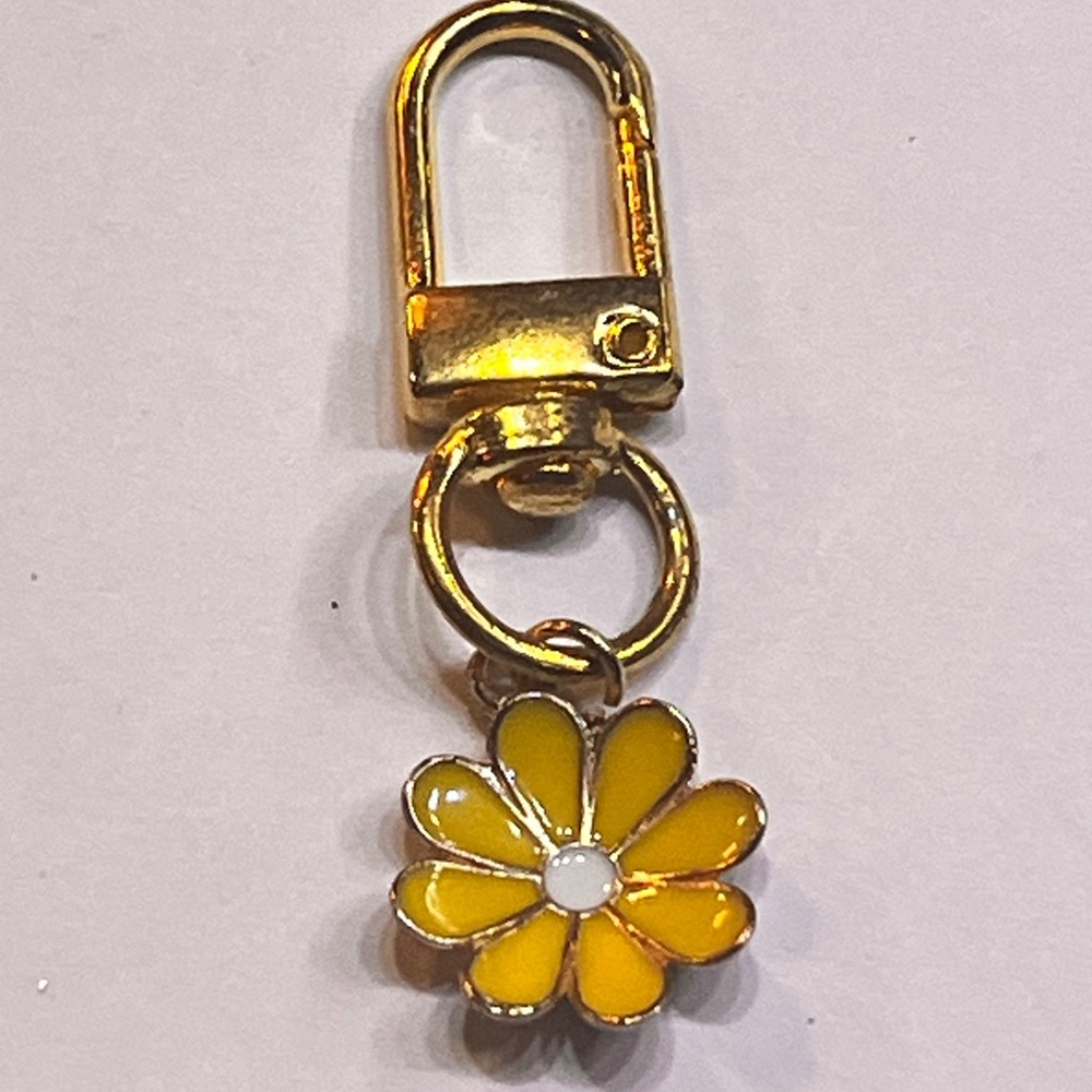 Gold and Yellow Flower Keychain Bag Charm